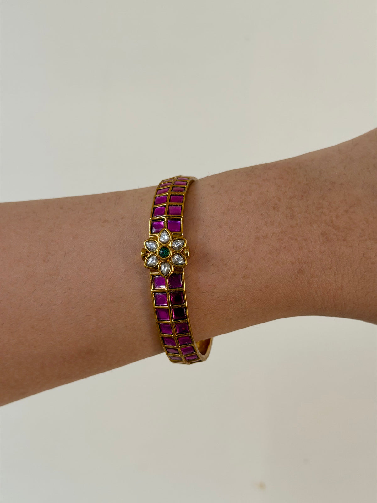 Jadau Kundan Meenakari Floral Bangle