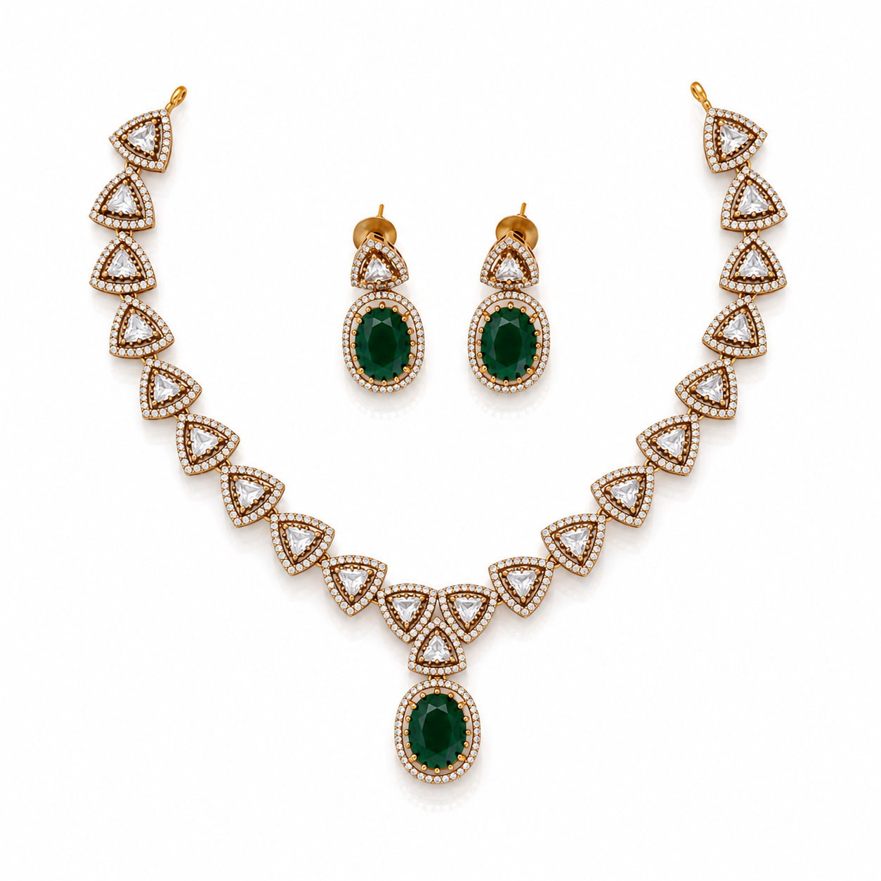 CZ Drop Necklace Set with Matching Earrings