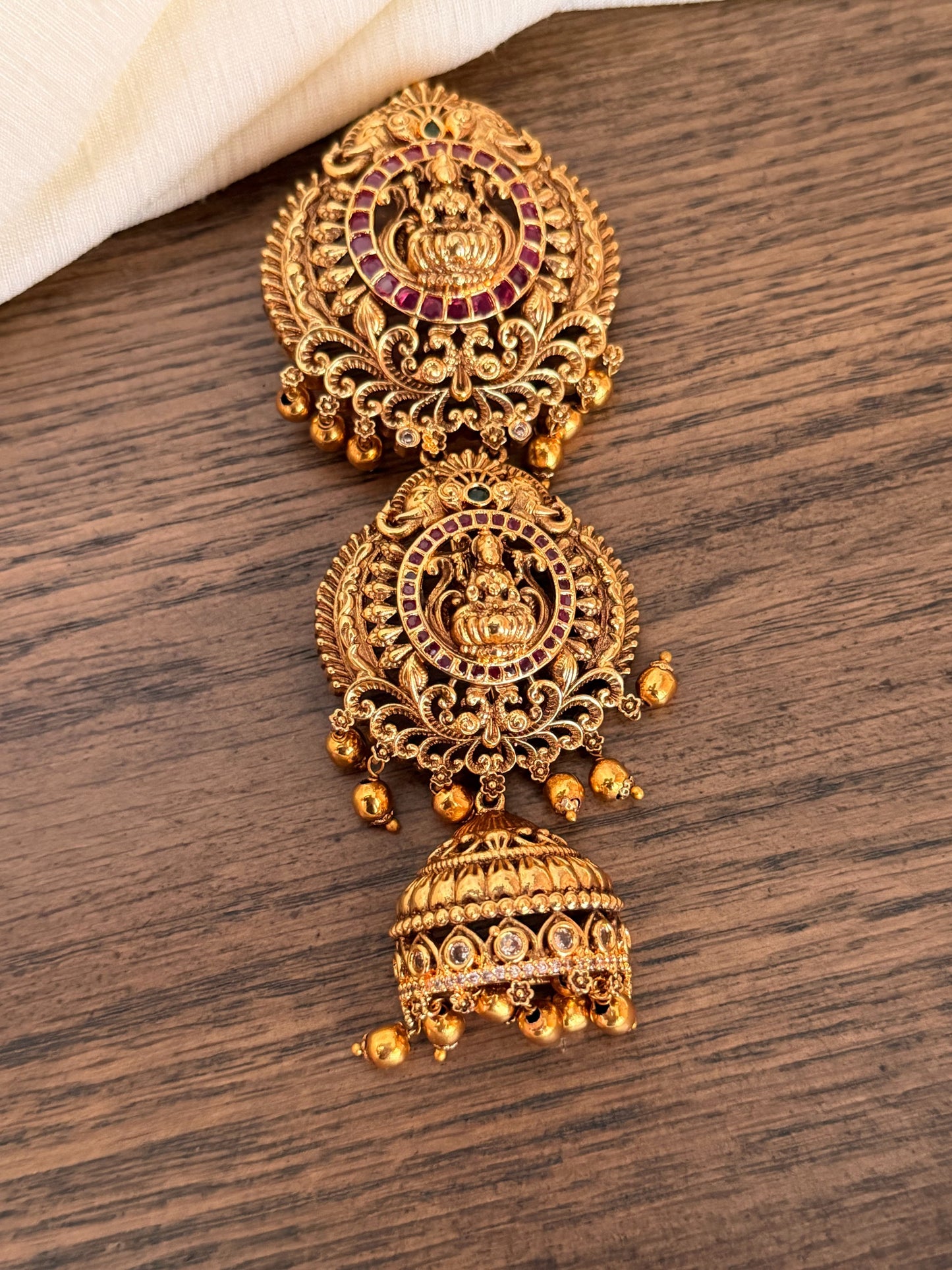 Temple Lakshmi Bridal Jada Billa with Jhumka Drop | Traditional Gold-Look Hair Jewellery | MIJ Jewels