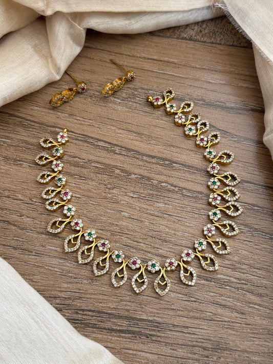Shimmering Multi-Stone Floral Vine Premium Necklace