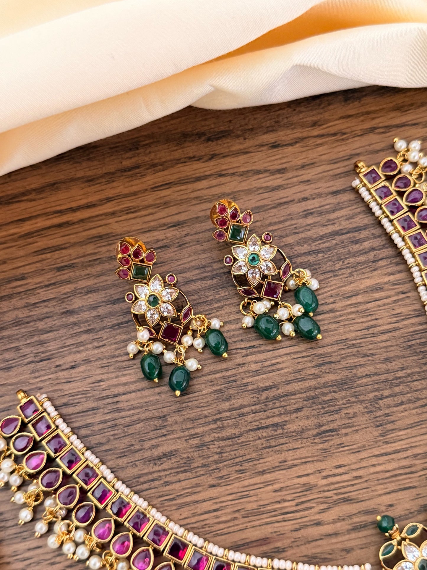 Royal Ruby-Emerald Bridal Necklace Set