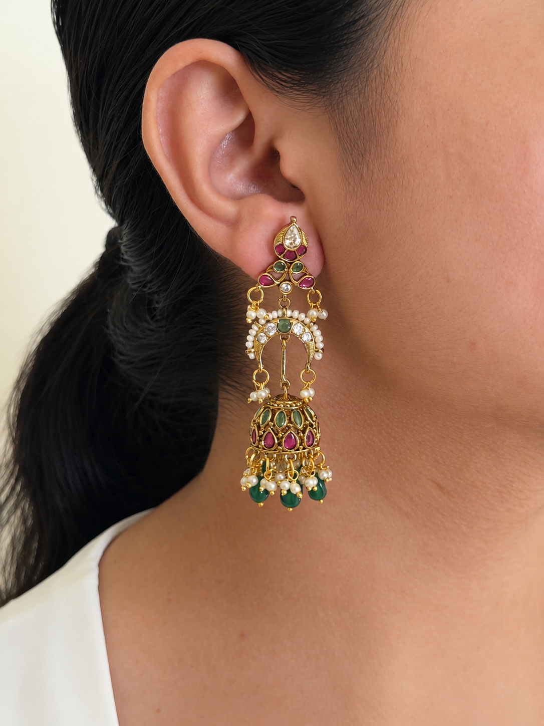 Crescent Jhumka Earrings