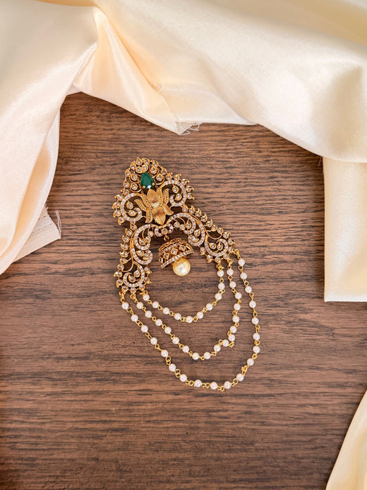 Antique Finish Pearl Chain Hair Accessory