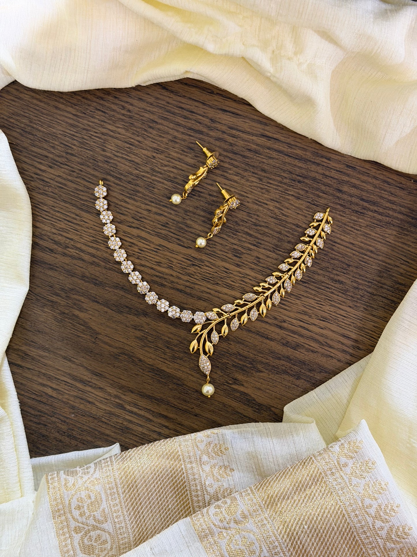 Asymmetrical Diamond Necklace Set