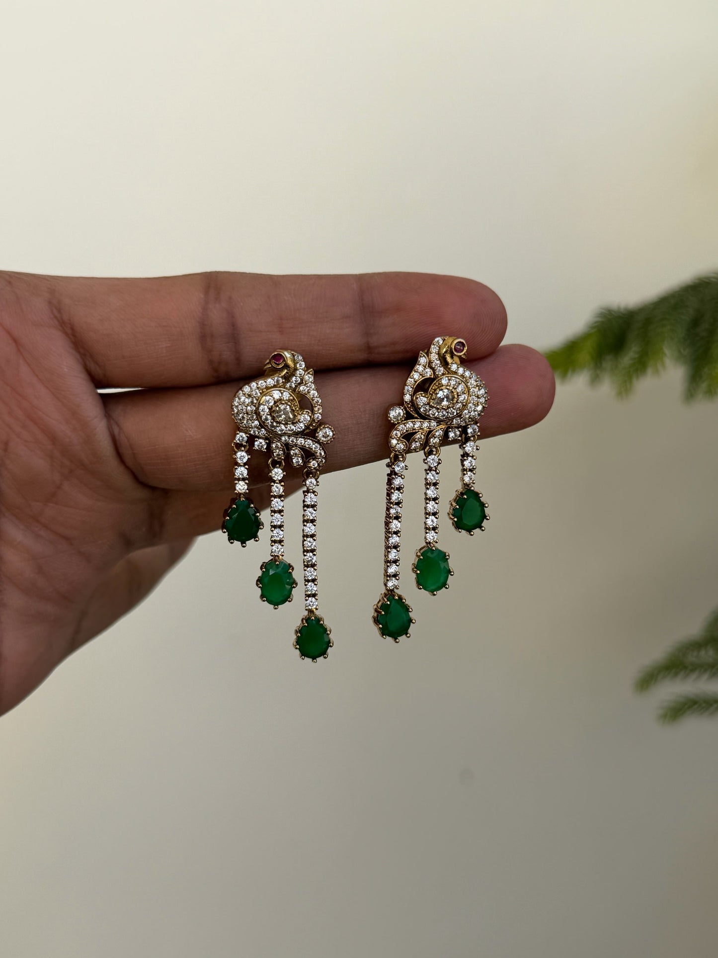 Designer Peacock Studded Danglers