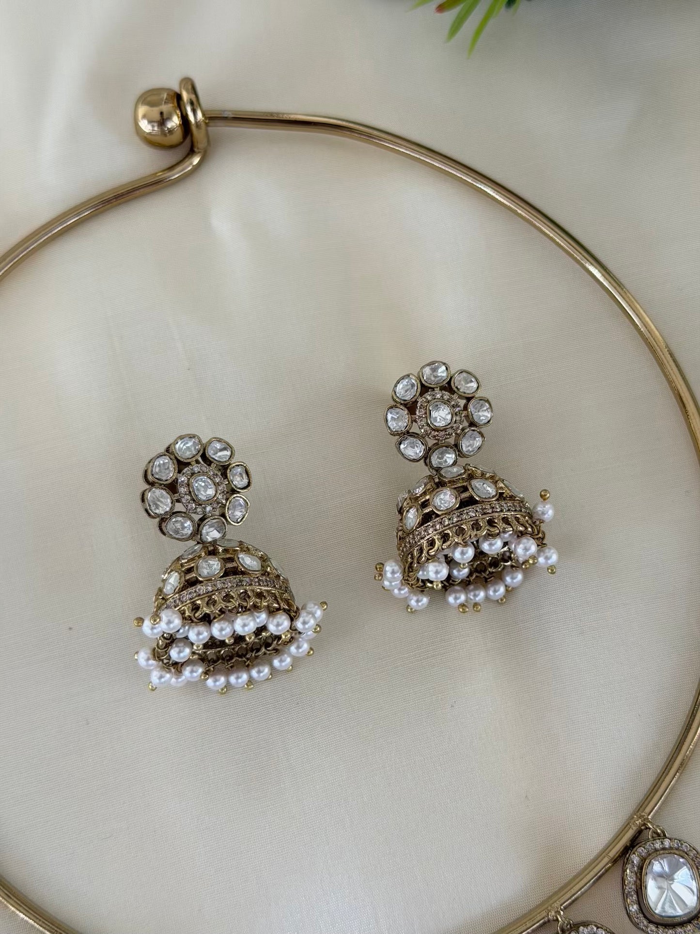 Kundan Peacock Hasli Necklace Set with Matching Earrings