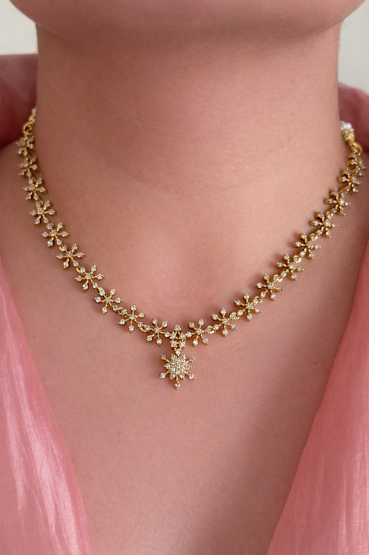 Star Line AD Necklace – Minimal & Trending – With Stud Earrings 13