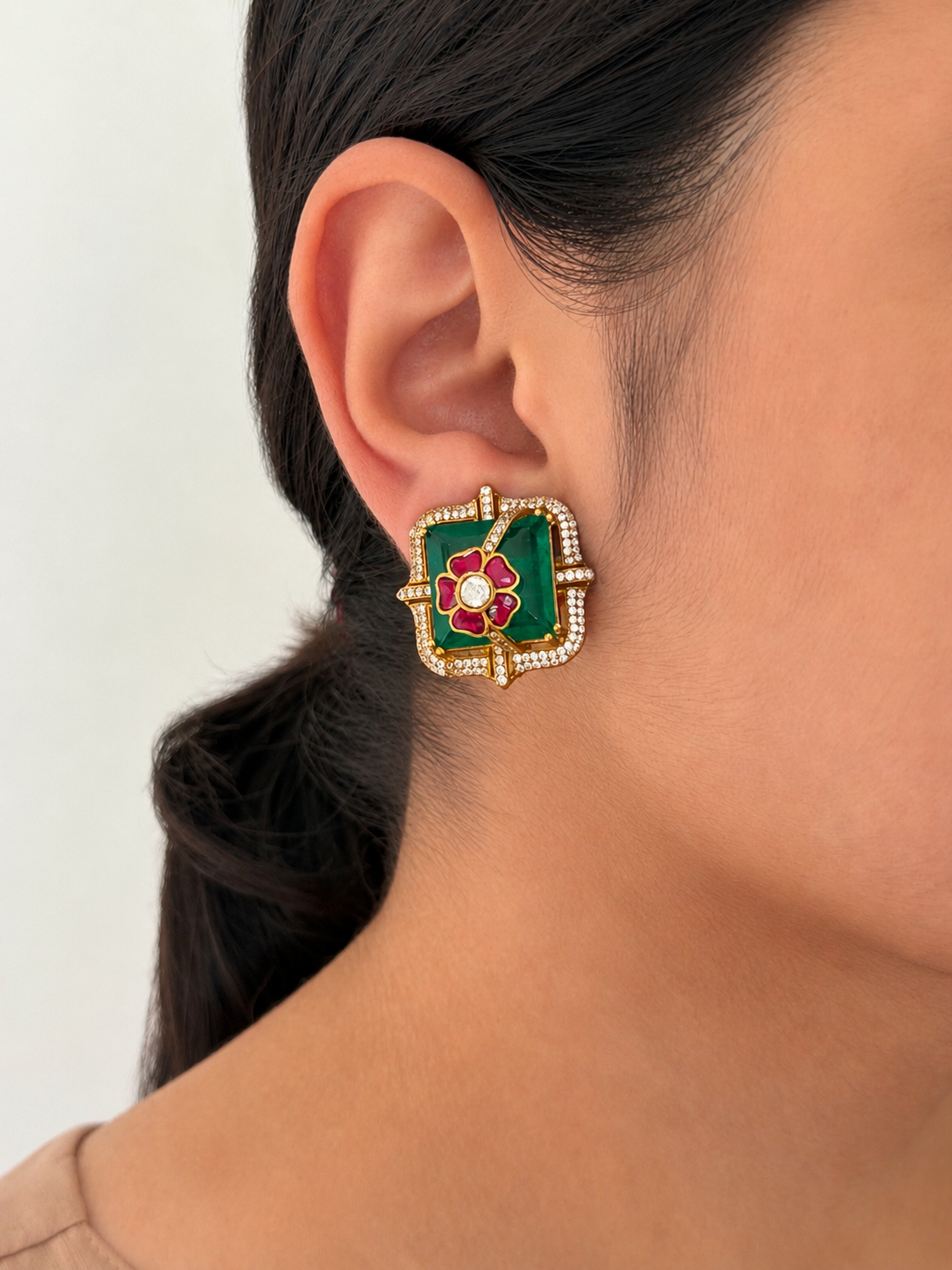 Doublet Stone Studs — Emerald & Mint