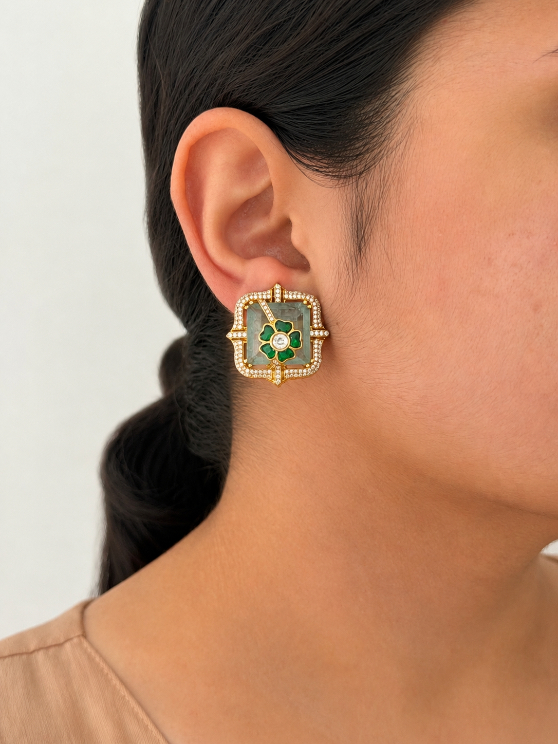 Doublet Stone Studs — Emerald & Mint