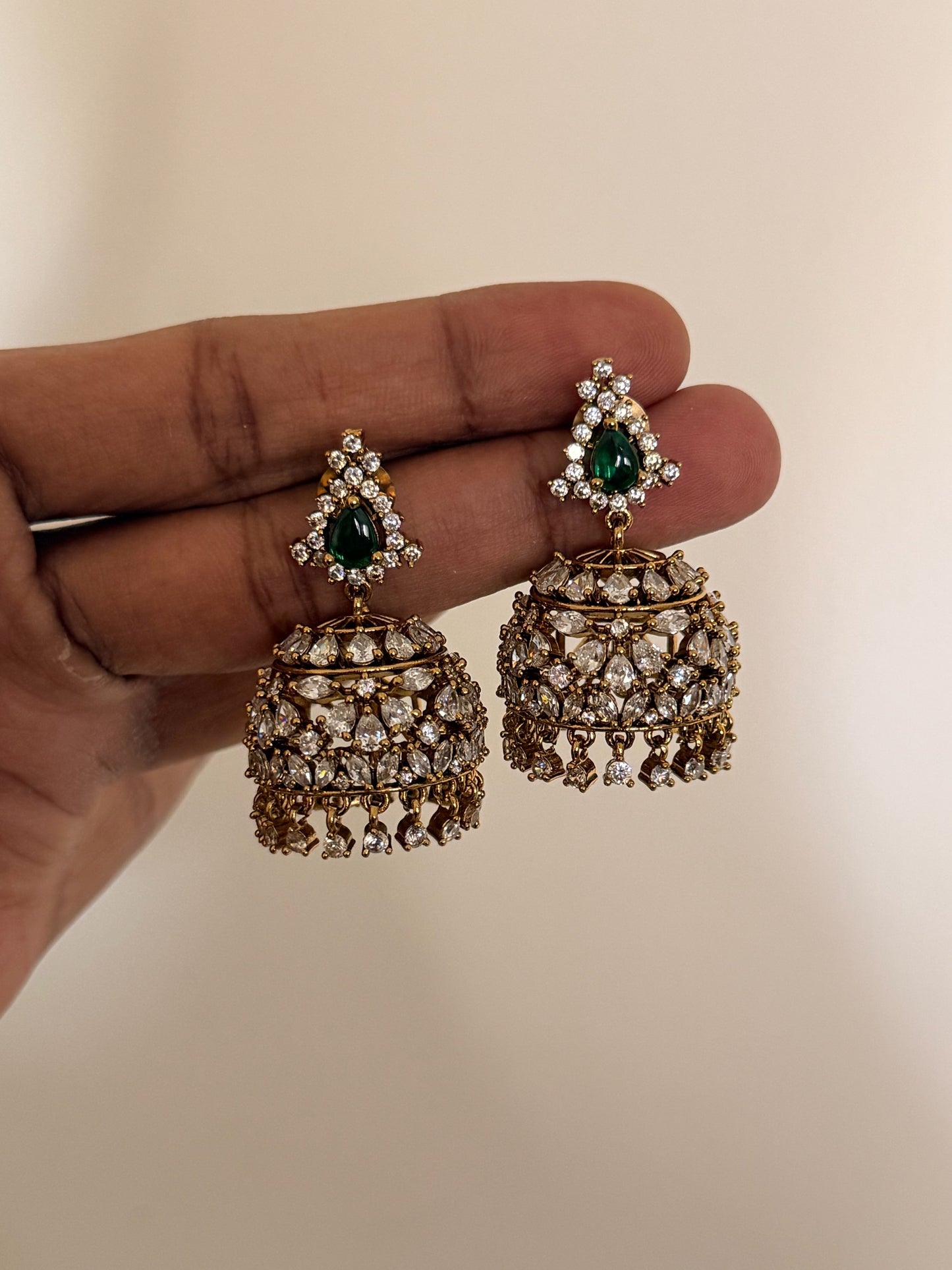 Diamond-Look Jhumka Earrings
