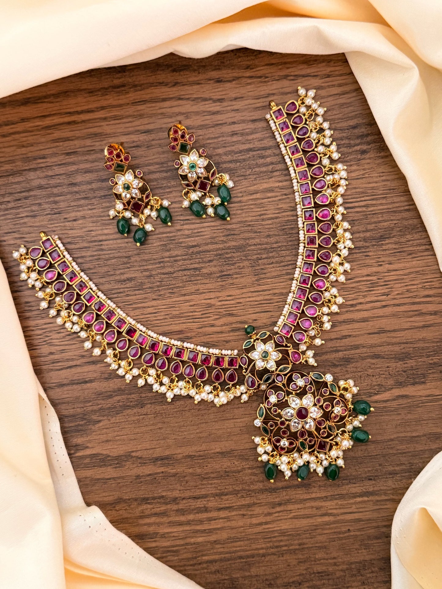 Royal Ruby-Emerald Bridal Necklace Set
