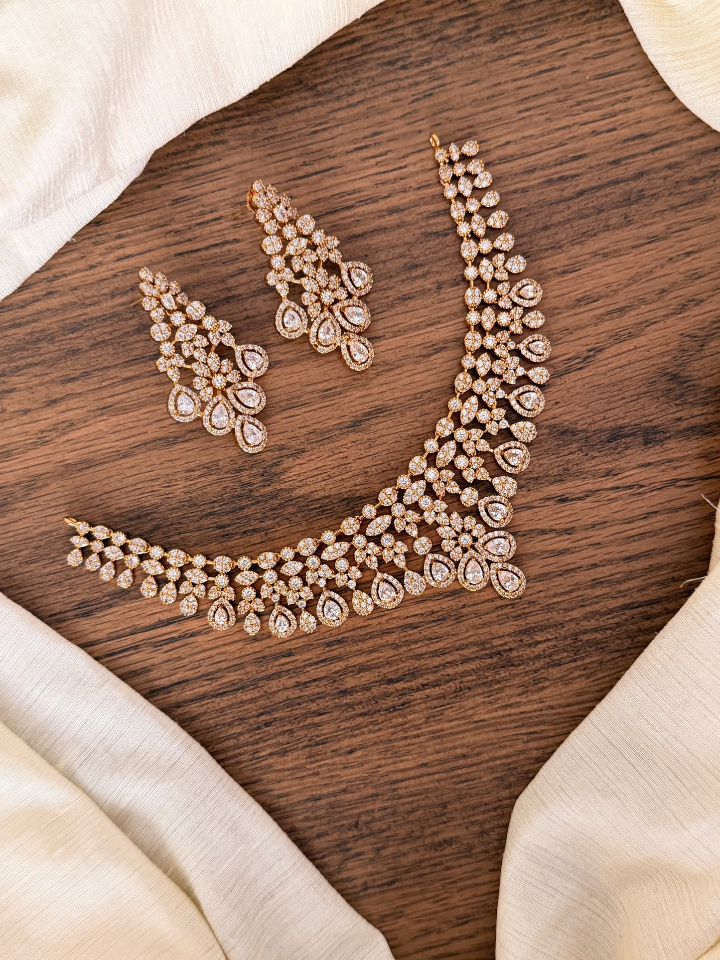 Premium Designer Bridal Necklace Set with CZ Stones