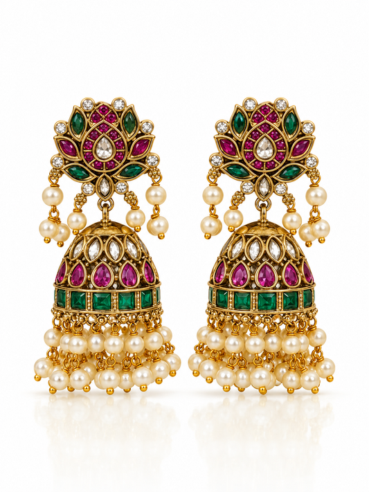Lotus Kemp Jhumka