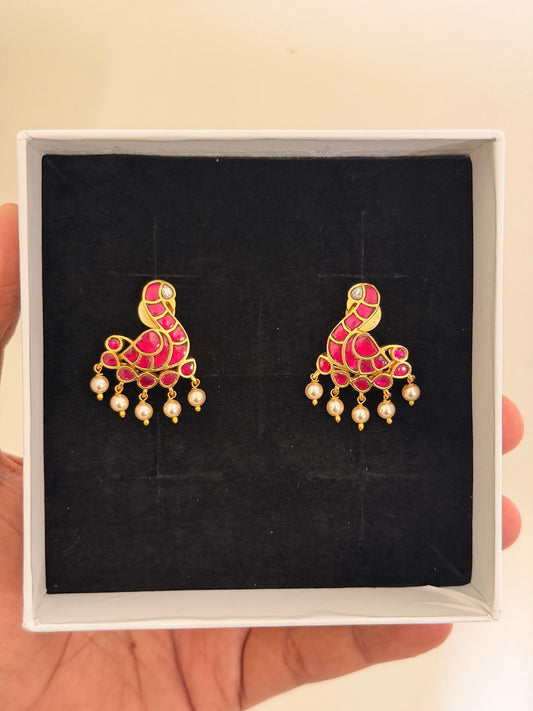 Temple Style Triangle Drop Earrings with Hanging Charms