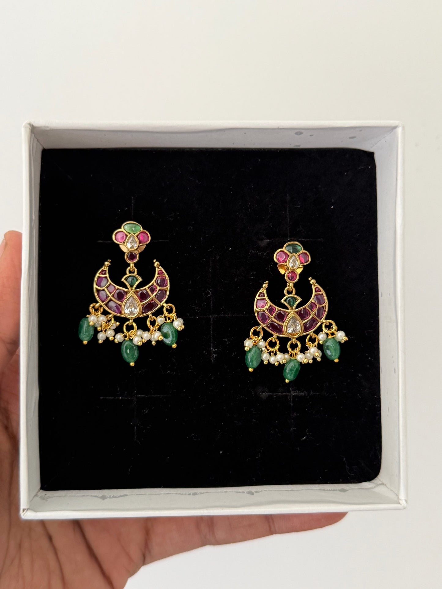 Premium Finish Kemp stone Chandbali Earrings