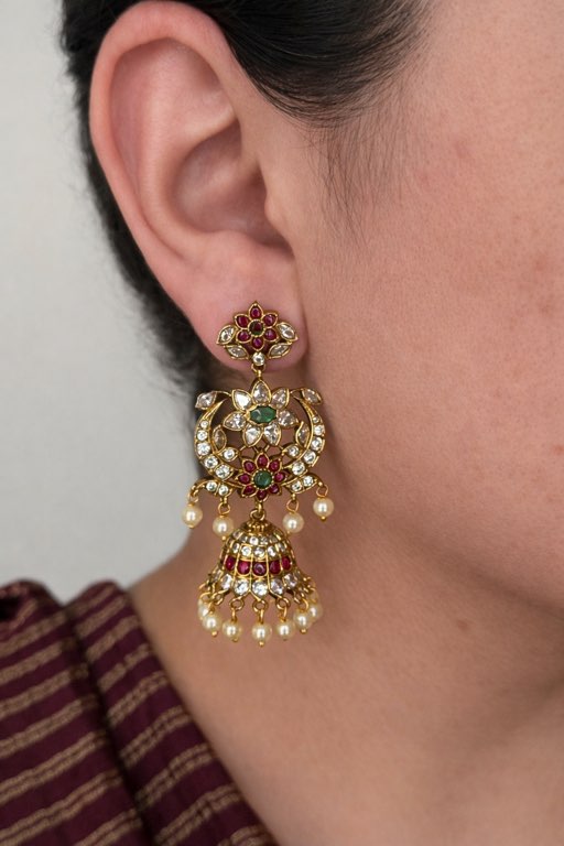 Premium Peacock AD Jhumka Earrings