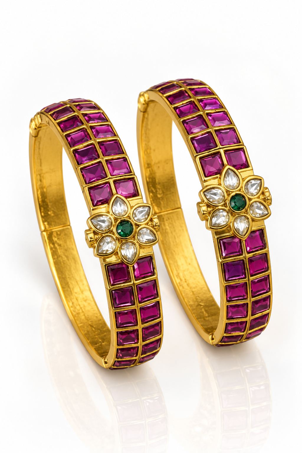 Jadau Kundan Meenakari Floral Bangle