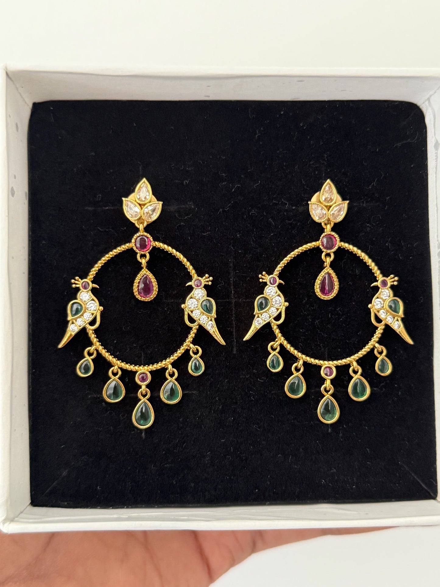 Luxury Peacock Motif Hoop Earrings with Premium Finish