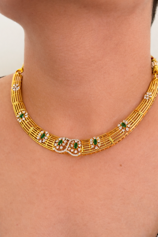 Real Diamond Look Designer Kanti Necklace Set