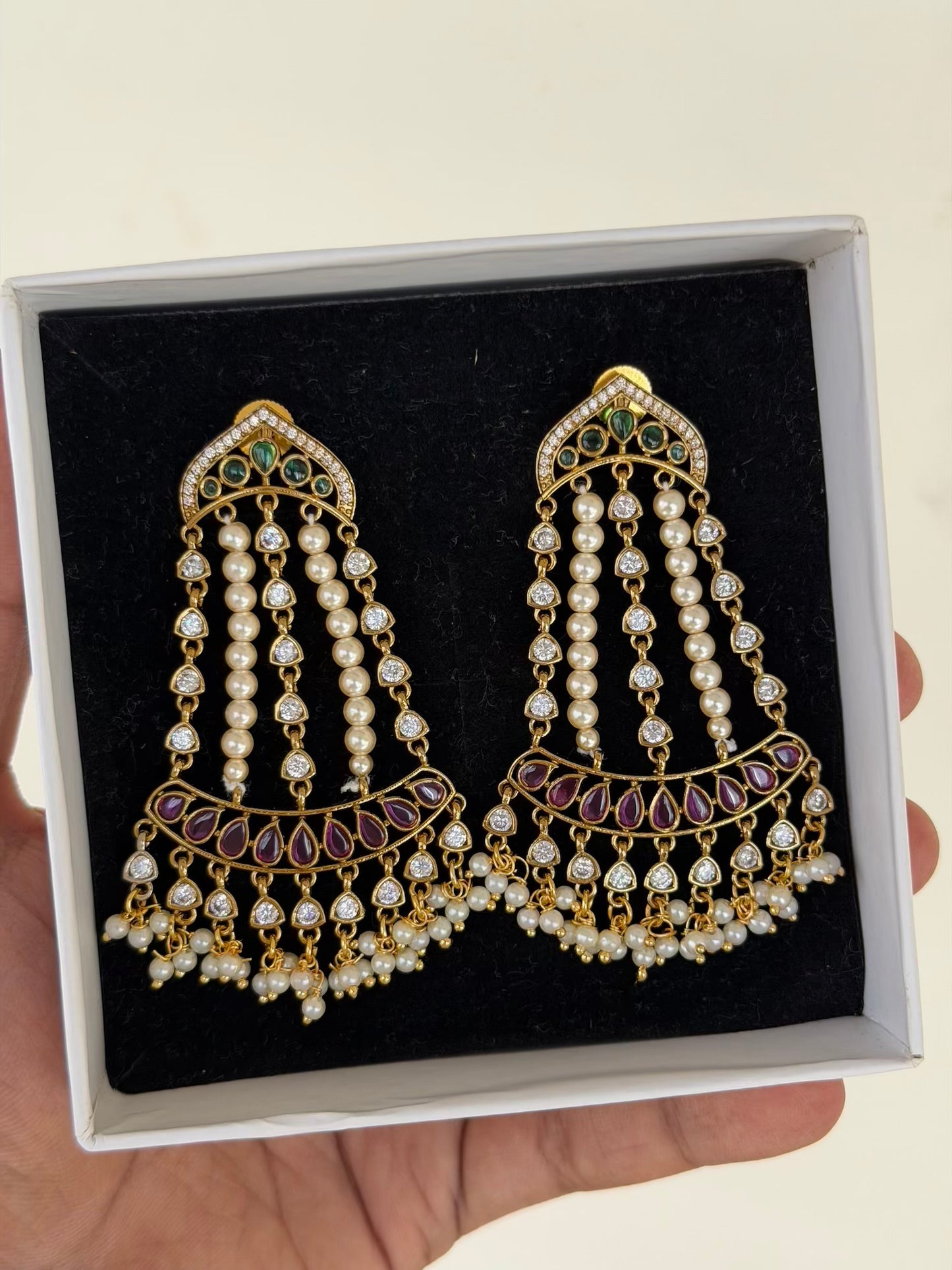 Pearl Strand Waterfall Dangler Earrings