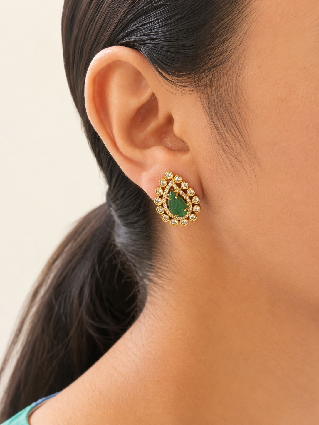 Premium Finish Diamond Look Floral Stud Earrings