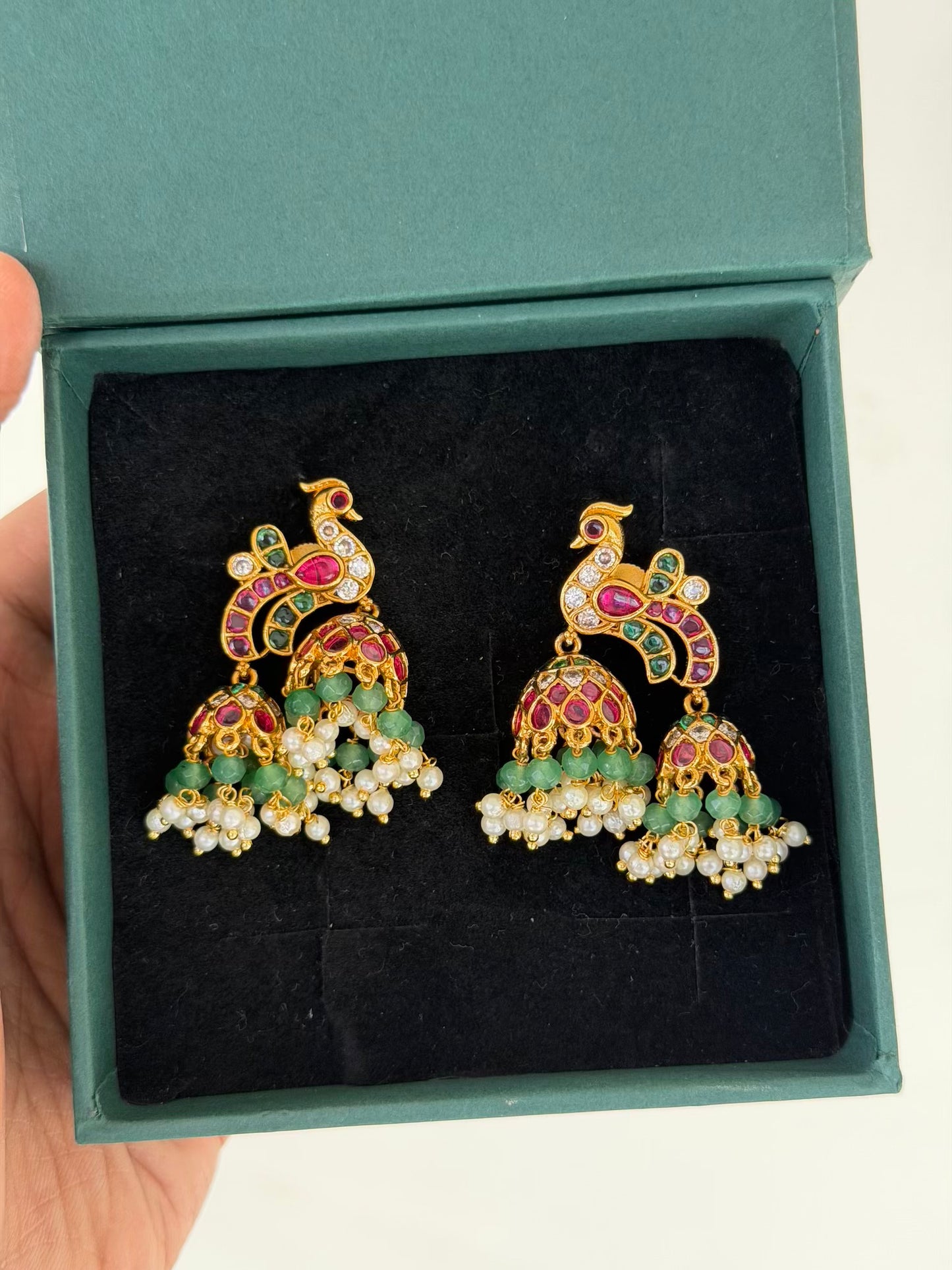 Peacock Multicolor Double Kemp Jhumkas