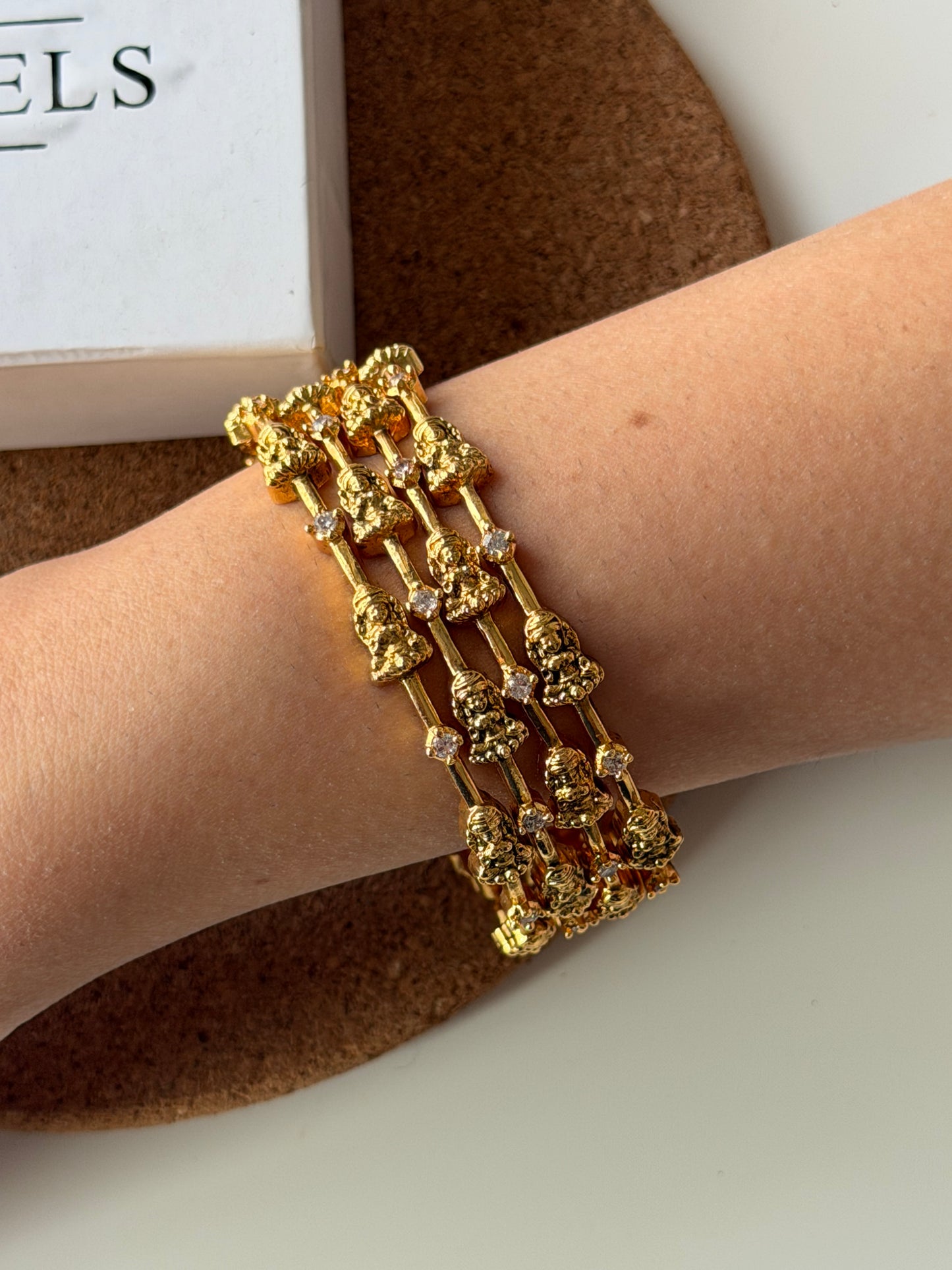 Traditional Lakshmi Motif Temple Bangle Set of 4 with Premium Finish