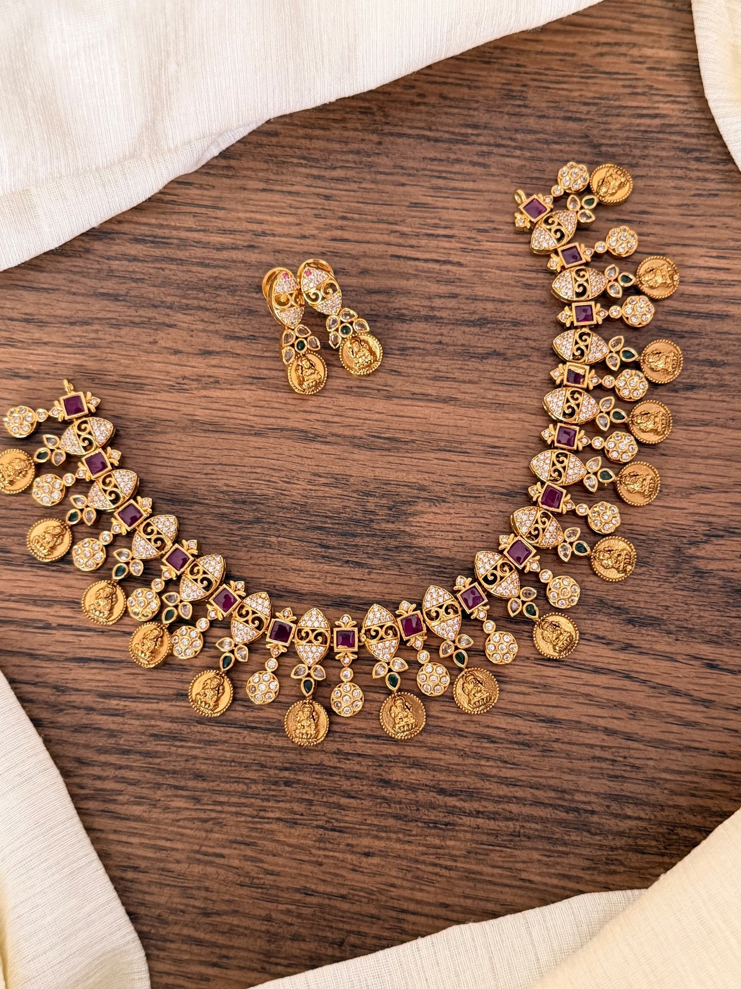 Premium Designer Nakshi Coin Bridal Necklace Set