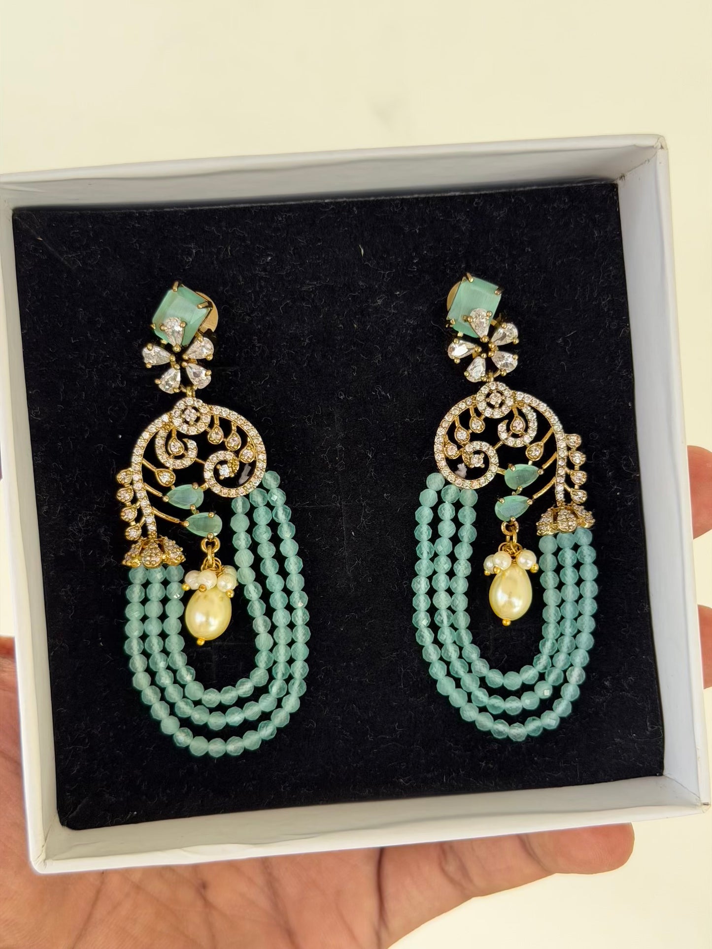 Beaded Floral Scroll Earrings