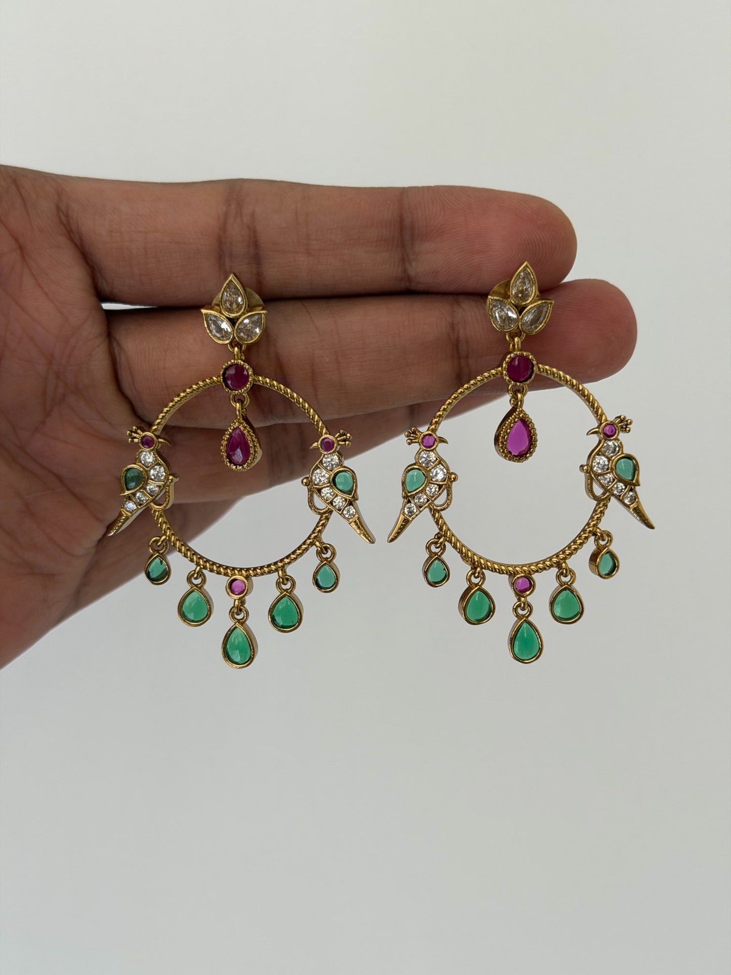Luxury Peacock Motif Hoop Earrings with Premium Finish