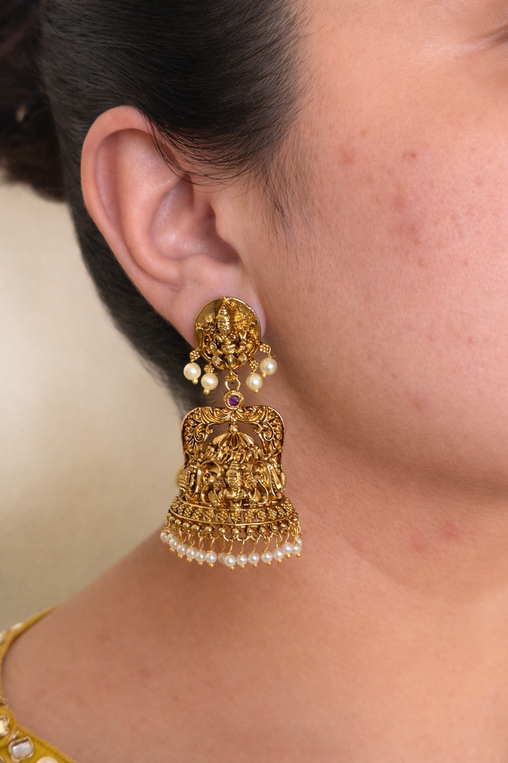 Temple Jhumka Earrings