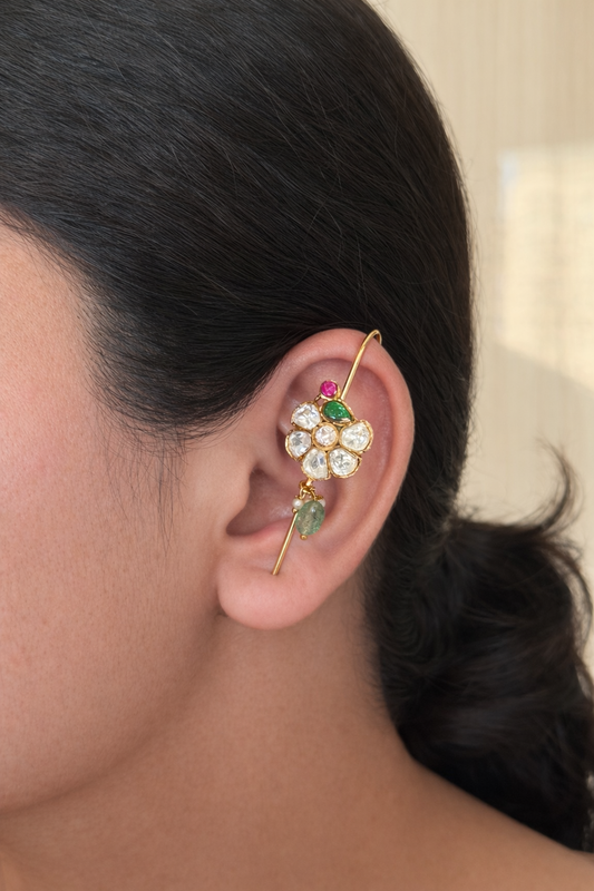Maroon Emerald Multi-Stone Drop Earrings