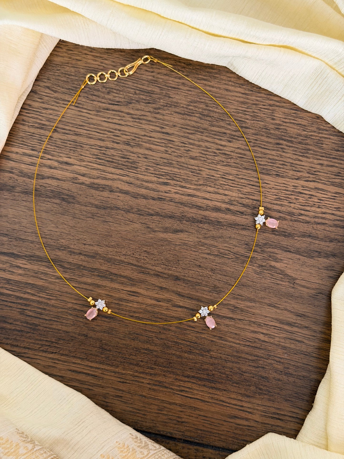 Minimalist Invisible Necklace with Dangling Crystal Pendants