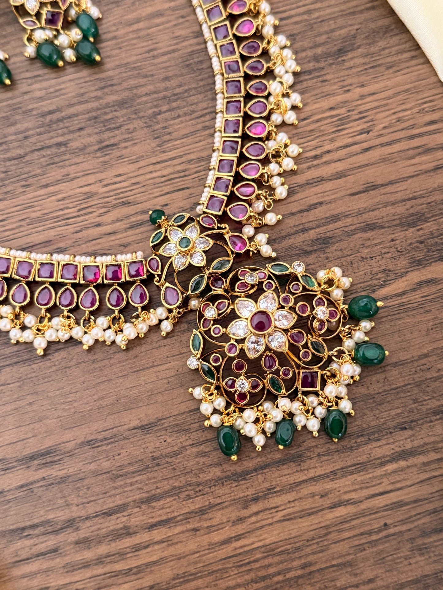 Royal Ruby-Emerald Bridal Necklace Set