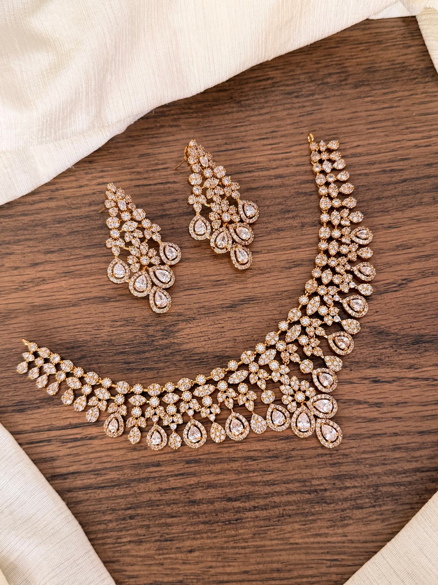 Premium Designer Bridal Necklace Set with CZ Stones