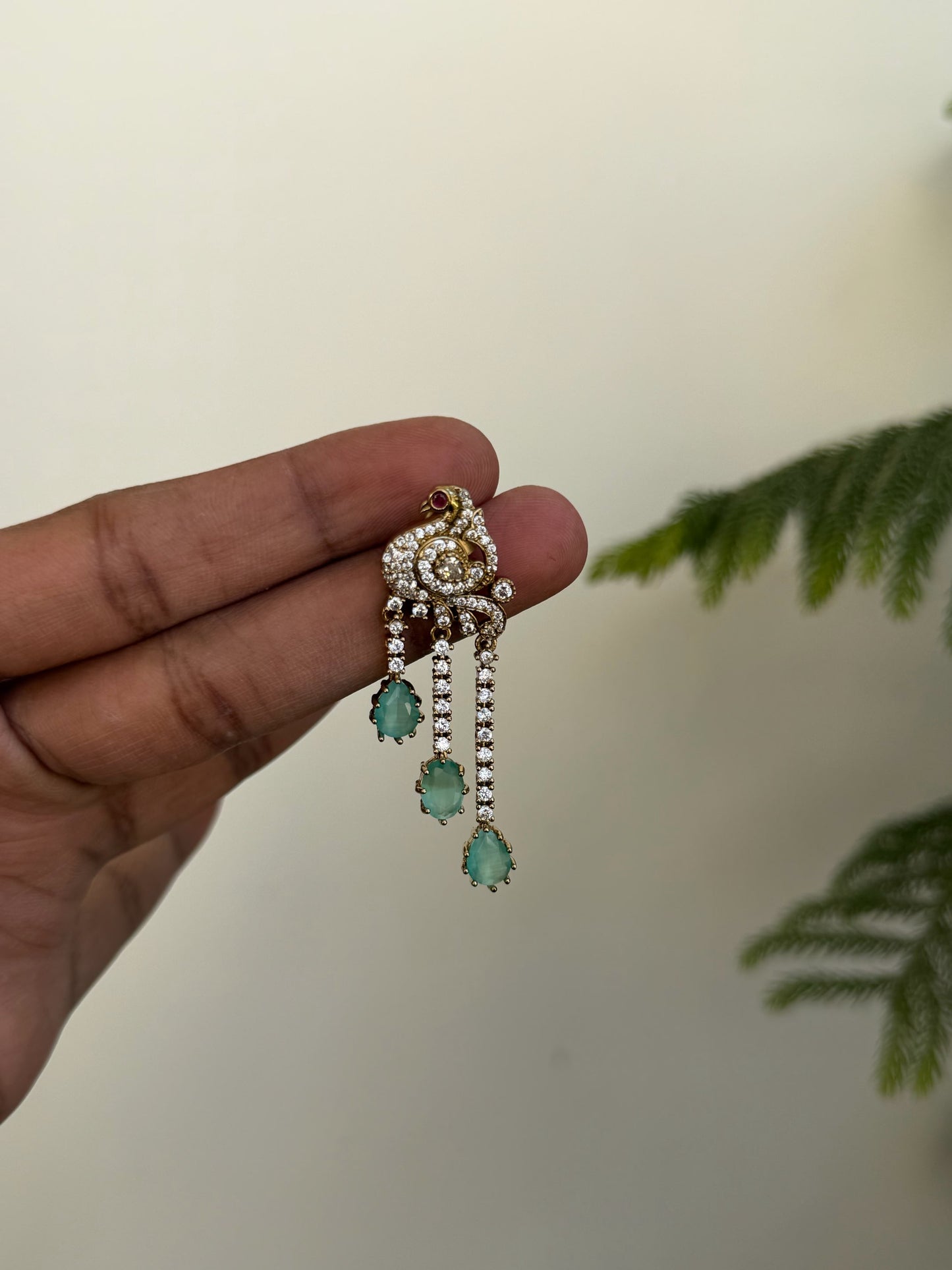 Designer Peacock Studded Danglers