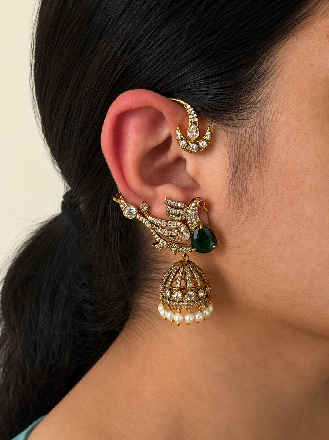 Peacock Ear Cuff Jhumka