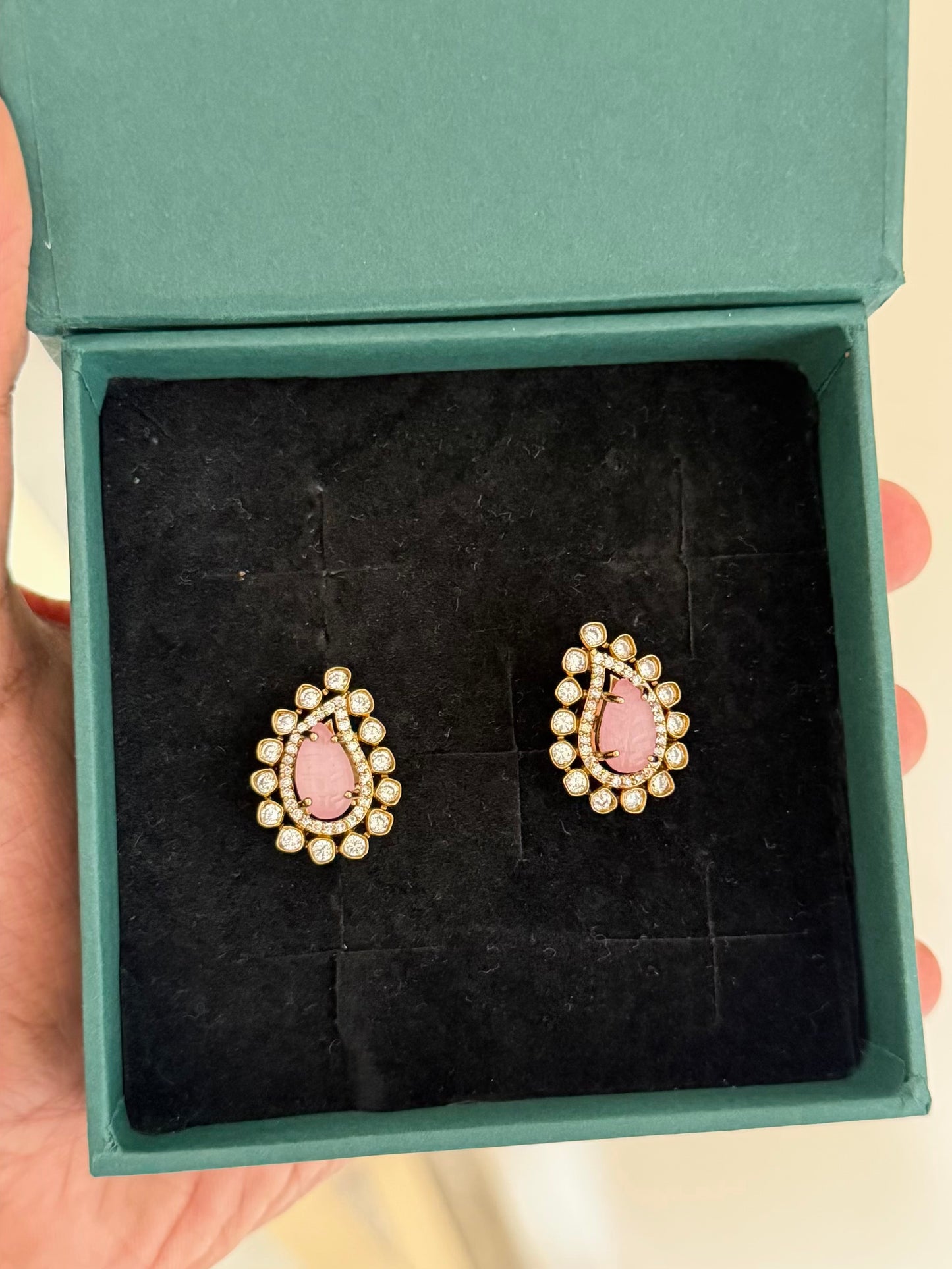 Premium Finish Diamond Look Floral Stud Earrings