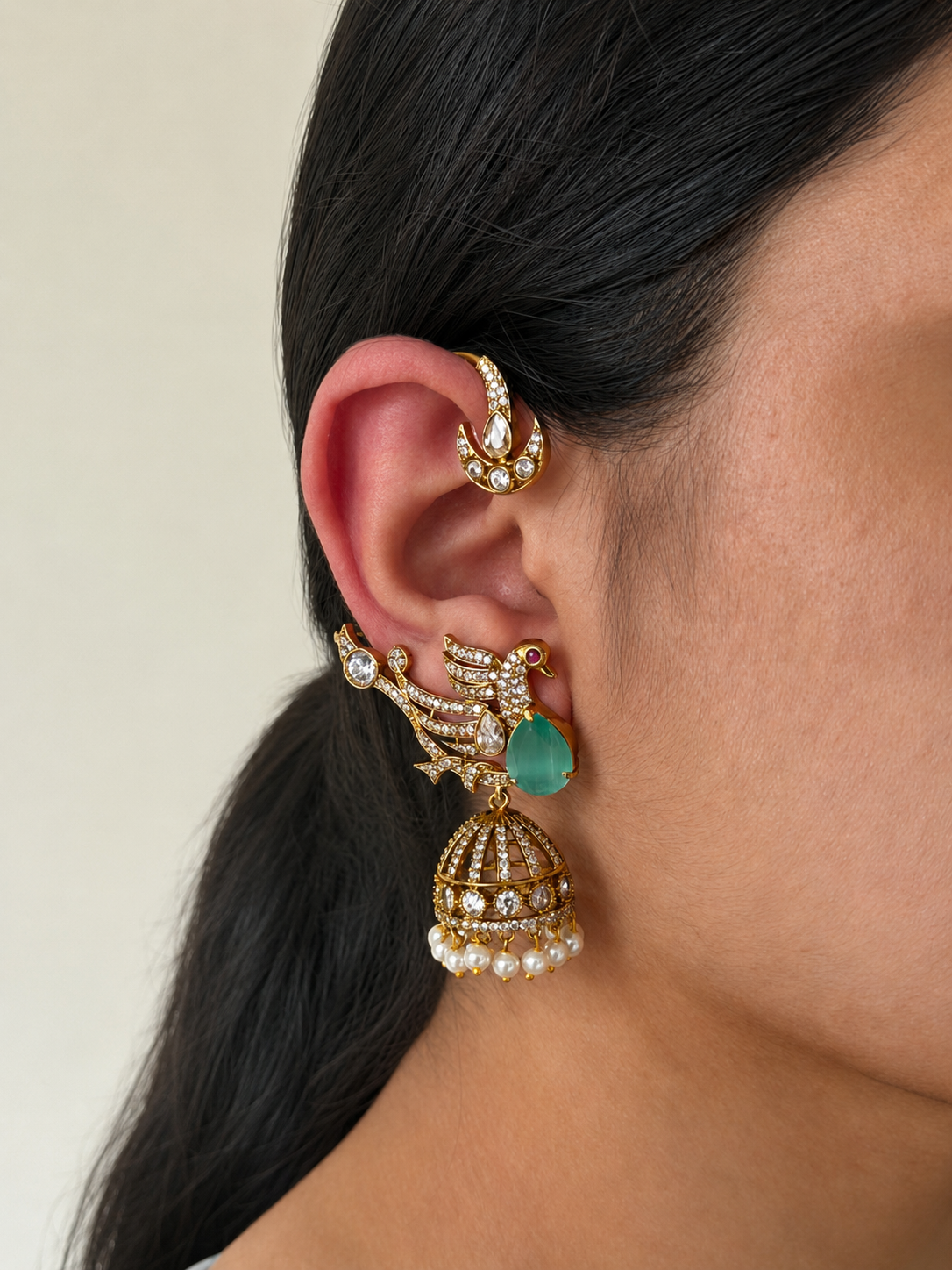 Peacock Ear Cuff Jhumka