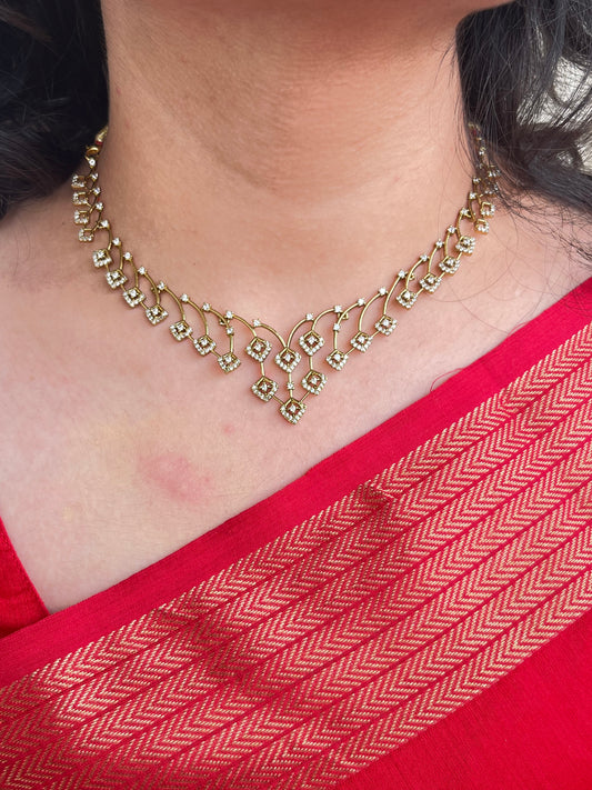 Diamond Look-Alike Necklace – With Earrings – Wedding & Party Wear