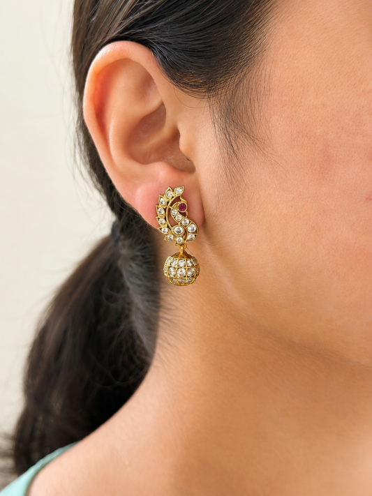 Peacock AD Earrings Premium Finish