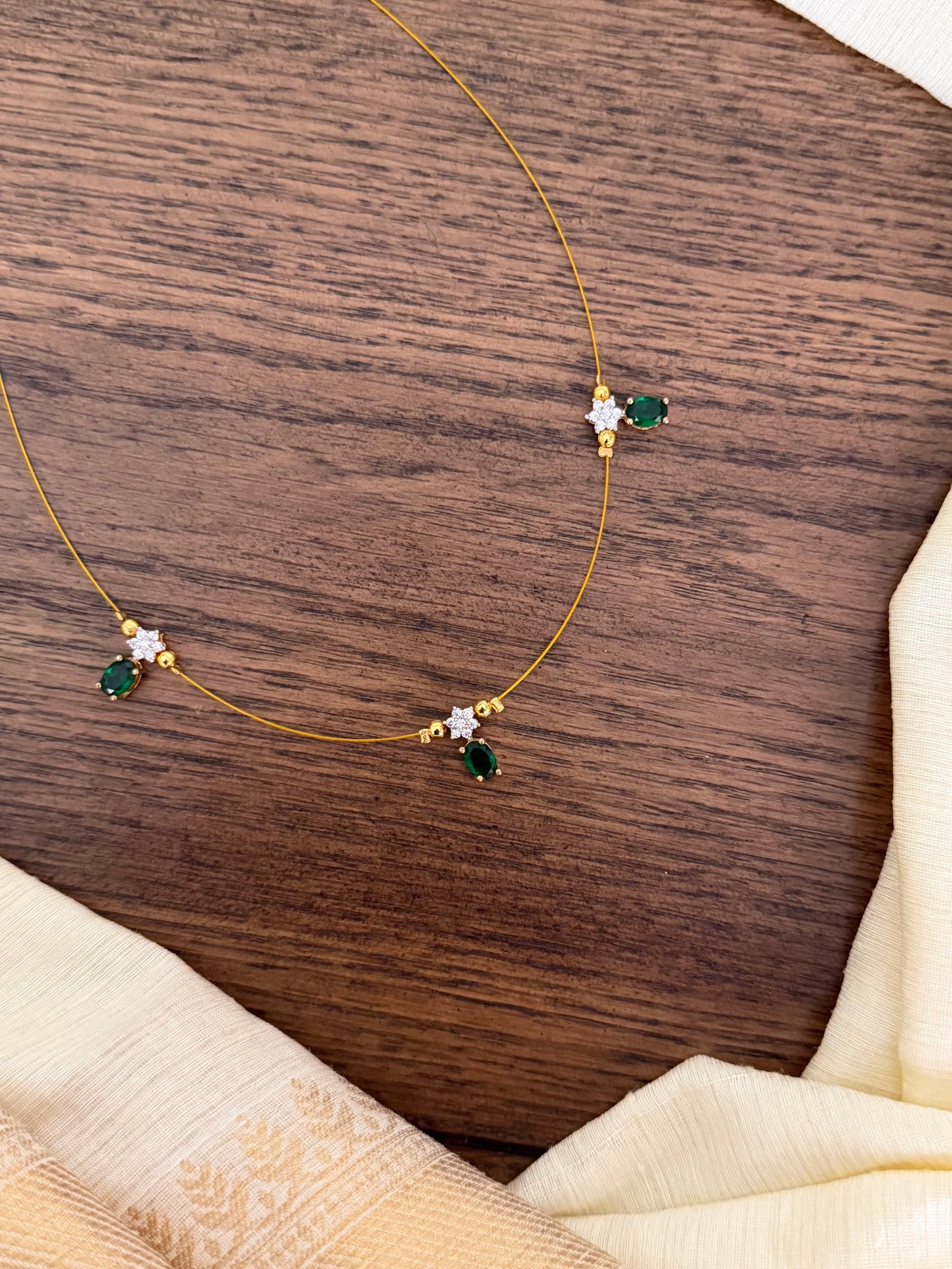 Minimalist Invisible Necklace with Dangling Crystal Pendants