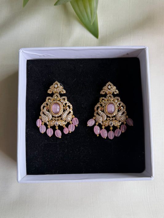 Green Peacock CZ Dangler Earrings