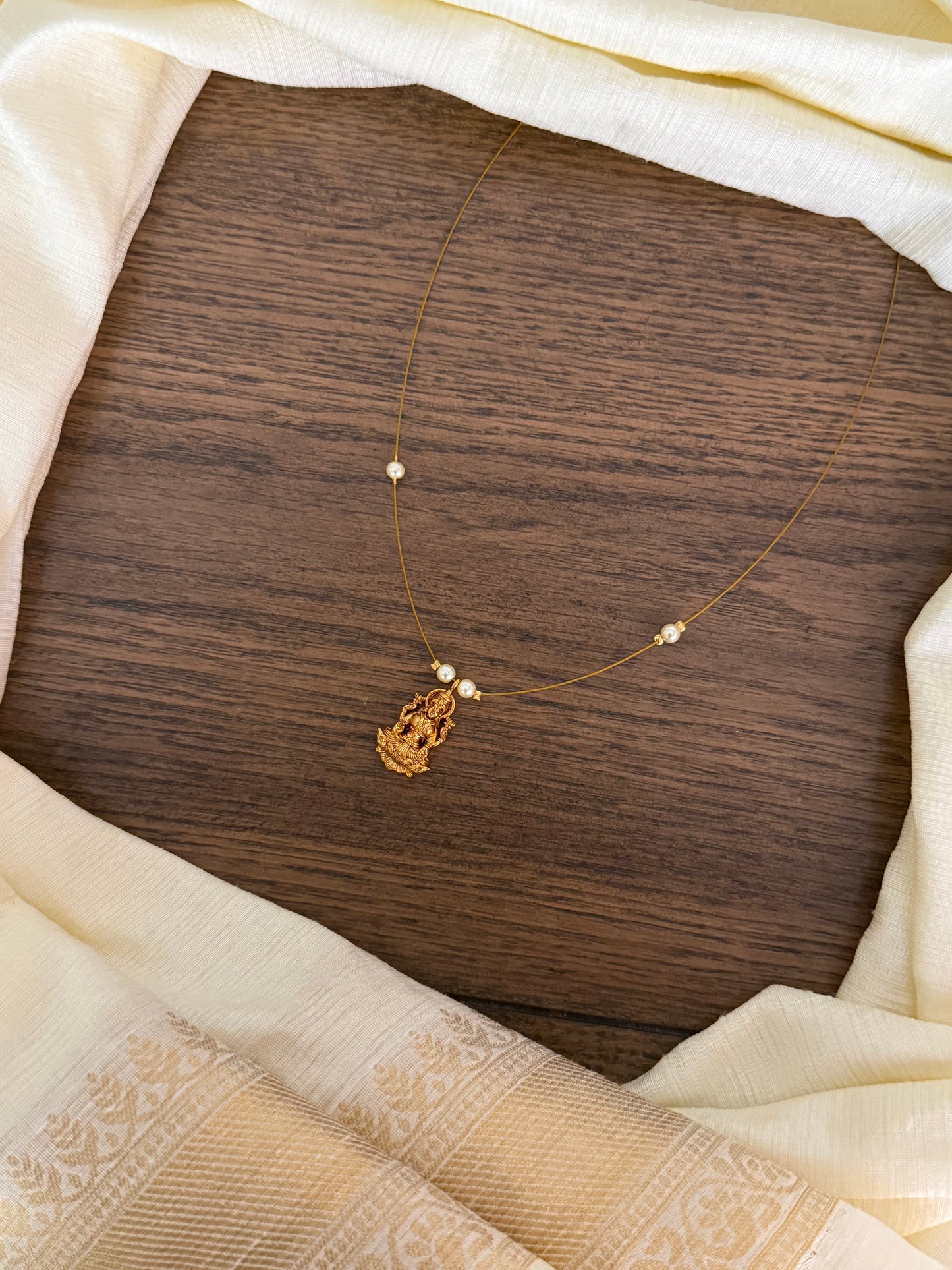 Dainty Lakshmi Pendant Invisible Necklace