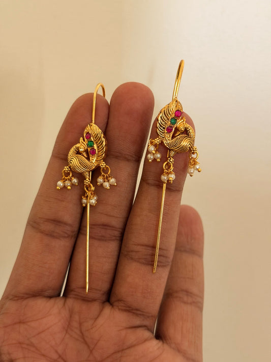 Burgundy Emerald Drop Earrings