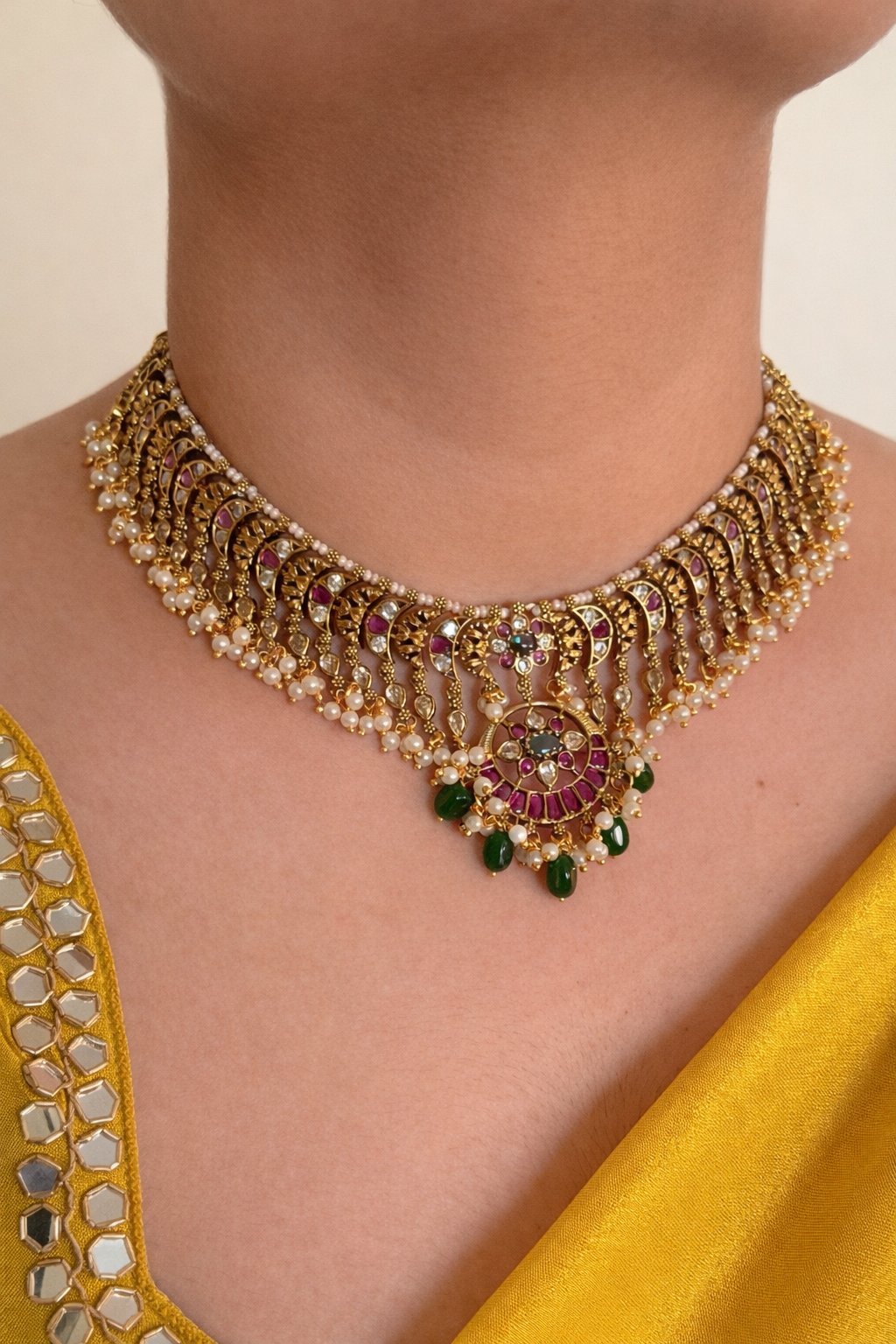 Chandbali Cluster Choker Set
