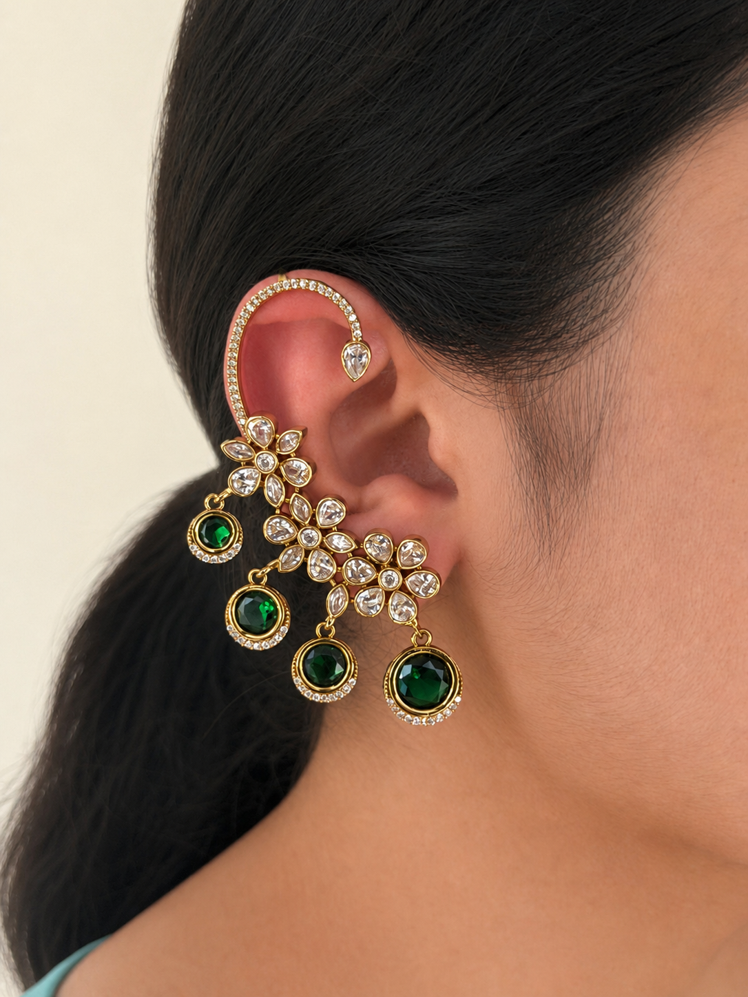 Beautiful Studded Drops Ear Cuff
