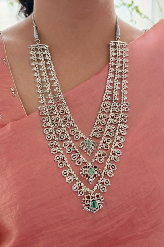 Serene Mint Green & CZ 3-Layer Rhodium Finish Rani Haram