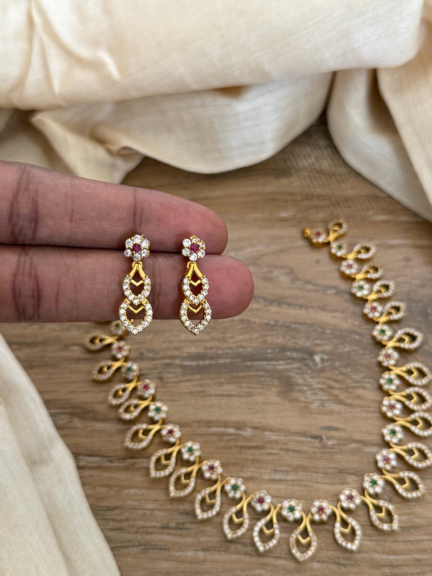 Shimmering Multi-Stone Floral Vine Premium Necklace