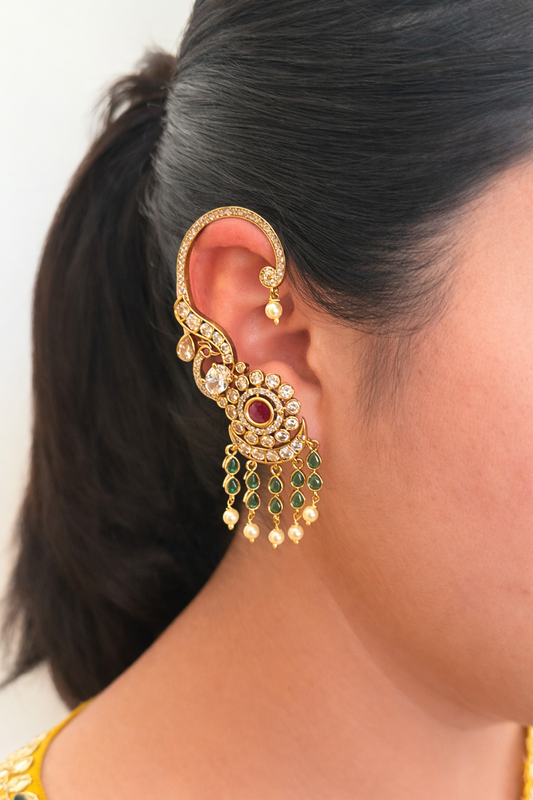 Polki & Ruby Tassel Ear Cuff
